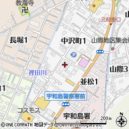 愛媛県宇和島市中沢町周辺の地図