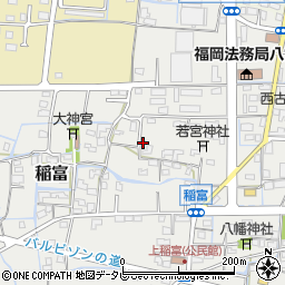 福岡県八女市稲富周辺の地図