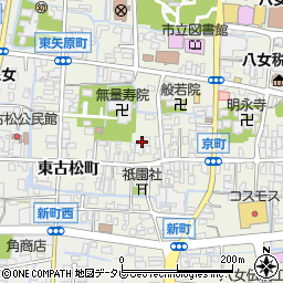 福岡県八女市本町周辺の地図