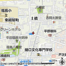 八女土橋郵便局周辺の地図