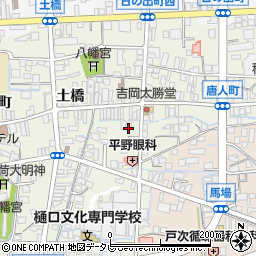 福岡県八女市本町西唐人町1-77周辺の地図