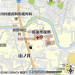 福岡県筑後市周辺の地図