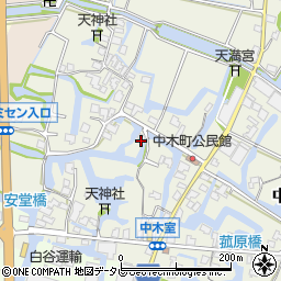福岡県大川市中木室332周辺の地図