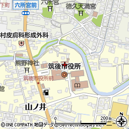 筑後市役所　商工観光課福岡ソフトバンクホークスとの連携推進周辺の地図
