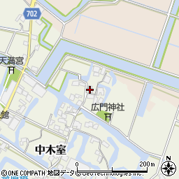 福岡県大川市中木室102周辺の地図