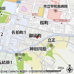 愛媛県宇和島市御徒町周辺の地図