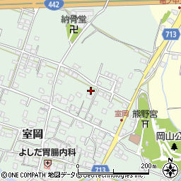 福岡県八女市室岡周辺の地図