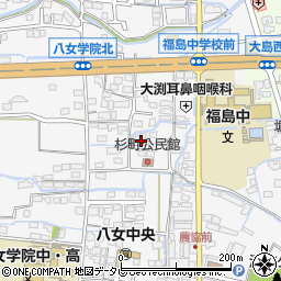 福岡県八女市本村杉町周辺の地図