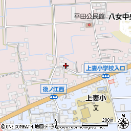 福岡県八女市平田周辺の地図