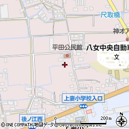 福岡県八女市平田518周辺の地図