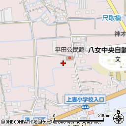 福岡県八女市平田517周辺の地図