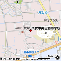 福岡県八女市平田402-2周辺の地図