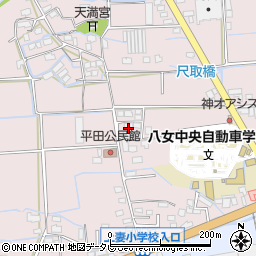 福岡県八女市平田412周辺の地図