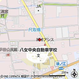 福岡県八女市平田350周辺の地図