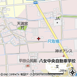 福岡県八女市平田341周辺の地図