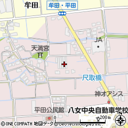 福岡県八女市平田308-2周辺の地図