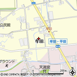 福岡県八女市本（牟田）周辺の地図