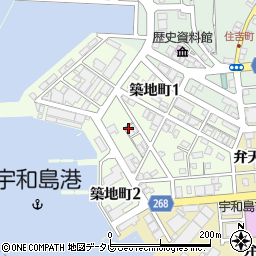 愛媛県宇和島市築地町周辺の地図