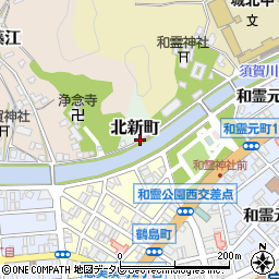 愛媛県宇和島市北新町周辺の地図