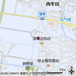 福岡県筑後市西牟田1876周辺の地図