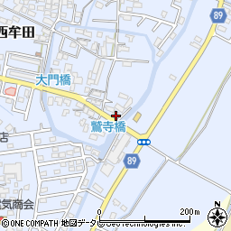 福岡県筑後市西牟田3928周辺の地図