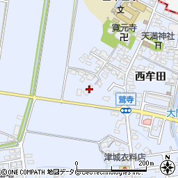 福岡県筑後市西牟田1844周辺の地図