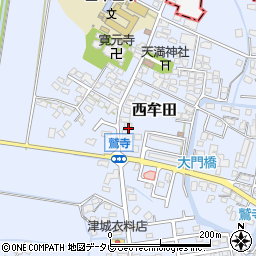 福岡県筑後市西牟田3890周辺の地図