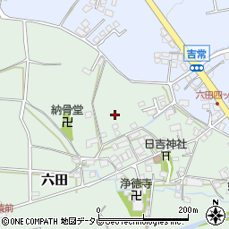 福岡県八女郡広川町六田周辺の地図