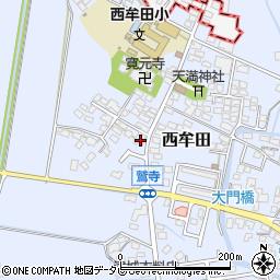 福岡県筑後市西牟田1838周辺の地図