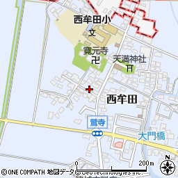福岡県筑後市西牟田1837周辺の地図