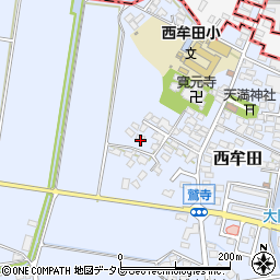 福岡県筑後市西牟田1780周辺の地図