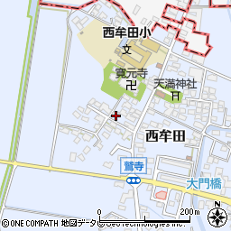 福岡県筑後市西牟田1828周辺の地図