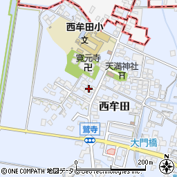 福岡県筑後市西牟田1833周辺の地図