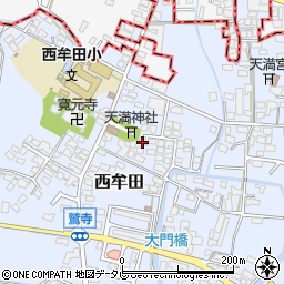 福岡県筑後市西牟田3984周辺の地図