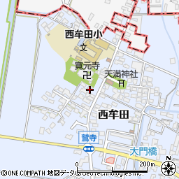 福岡県筑後市西牟田1824周辺の地図