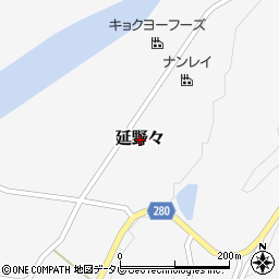 愛媛県北宇和郡松野町延野々周辺の地図