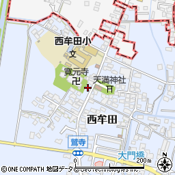 福岡県筑後市西牟田1821周辺の地図