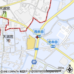 西牟田周辺の地図