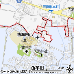 福岡県筑後市西牟田1691周辺の地図