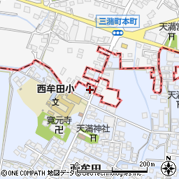 福岡県筑後市西牟田1688周辺の地図
