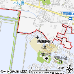福岡県筑後市西牟田1705周辺の地図