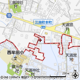 福岡県筑後市西牟田4488周辺の地図