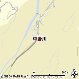 愛媛県鬼北町（北宇和郡）中野川周辺の地図