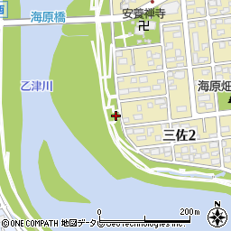 乙津川右岸緑地トイレ周辺の地図