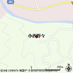 愛媛県北宇和郡鬼北町小西野々周辺の地図