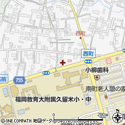 福岡県久留米市西町151-1周辺の地図