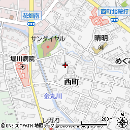 福岡県久留米市西町周辺の地図