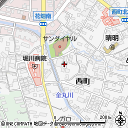 福岡県久留米市西町609-3周辺の地図