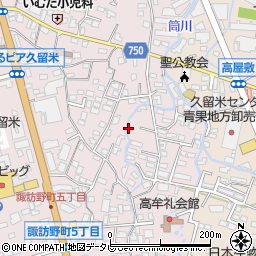 福岡県久留米市諏訪野町周辺の地図