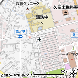 福岡県久留米市西町1054-23周辺の地図